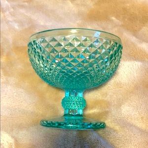 Vintage aqua pedestal dish